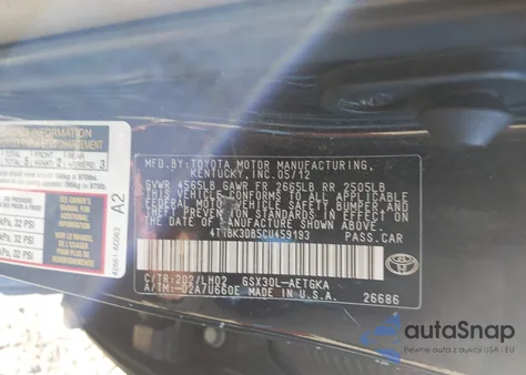 2012 Toyota Avalon from USA, damaged, VIN 4T1BK3DB5CU459193